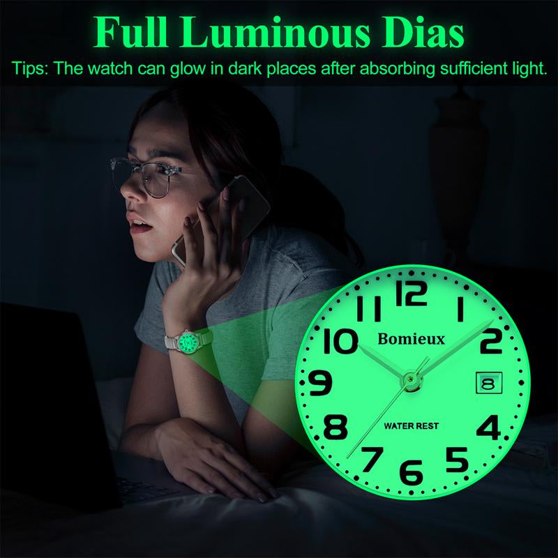 Elegant Gold Watches for Women Small Analog Watch, Waterproof Ladies Watches with Stainless Steel Expansion Band and Luminous Dial - Fashionable Christmas & Birthday Gifts for Women Stretchable Watches for Women