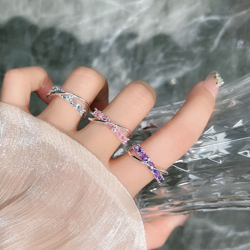 Star River Track Cross Surrounding Personality Simple Opening Ring