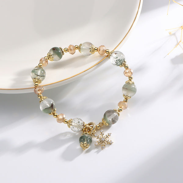 Natural Charoite Crystal Bracelet – Snowflake Pendant for Women