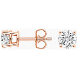 14K Rose Gold 1/4 Carat round Created White Diamond Stud Earrings Gift for Women