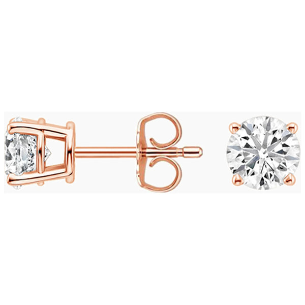 14K Rose Gold 1/4 Carat round Created White Diamond Stud Earrings Gift for Women
