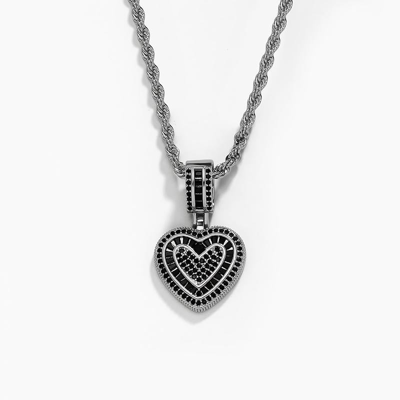Peregrinax Hip Hop Heart Necklace for Women, Cubic Diamond Heart Pendant Necklace with 14K Gold Plated Heart Charm Chains Birthday Gifts for Women