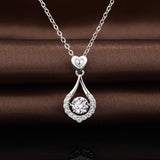 18K White Gold Plated 925 Sterling Silver Shaking CZ Diamond Pendant Necklace for Women with 5A+ Cubic Zirconia, Chain 18Inch