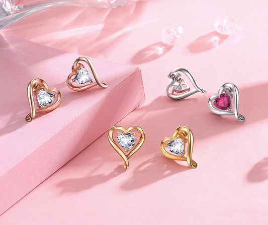 Heart Earrings for Women Sterling Silver 925 ,5A Cubic Zircon Jewelry Festival Gift for Her