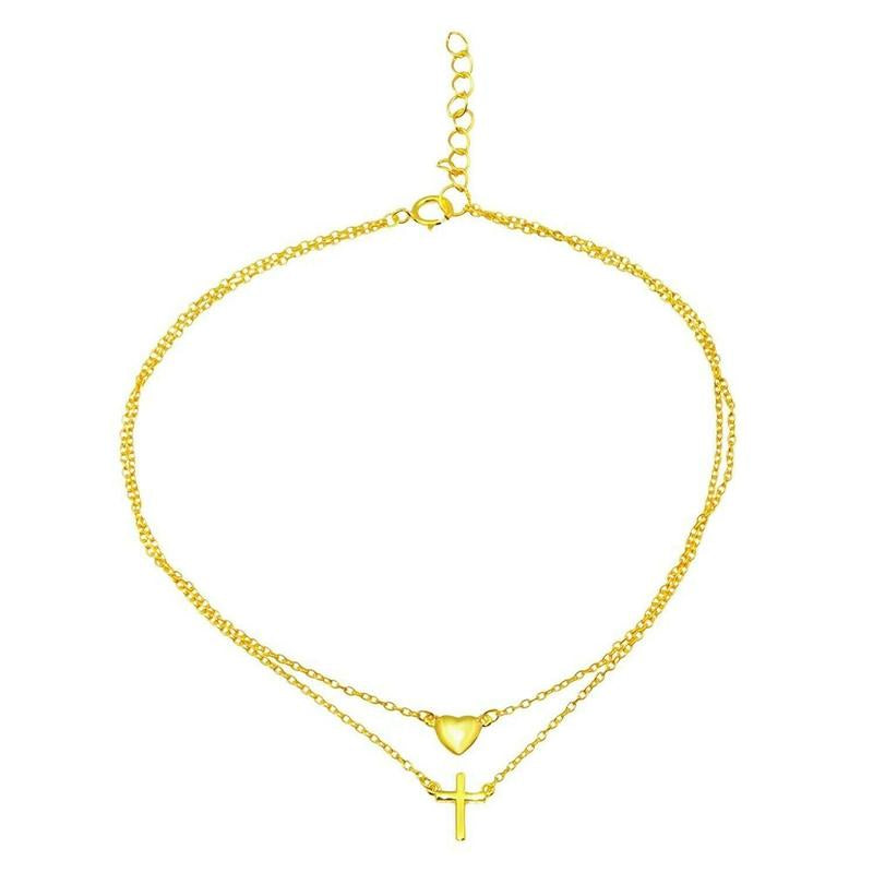 Cross & Heart Anklet