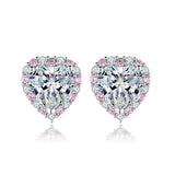 Pink Heart Moissanite Necklace Earring Set 2Ct GRA Certificate Passed Diamond Test Women Jewelry Gift S925 Silver
