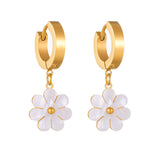 Stainless Steel Daisy Flower Jewelry Set – Double Layer Necklace & Earrings