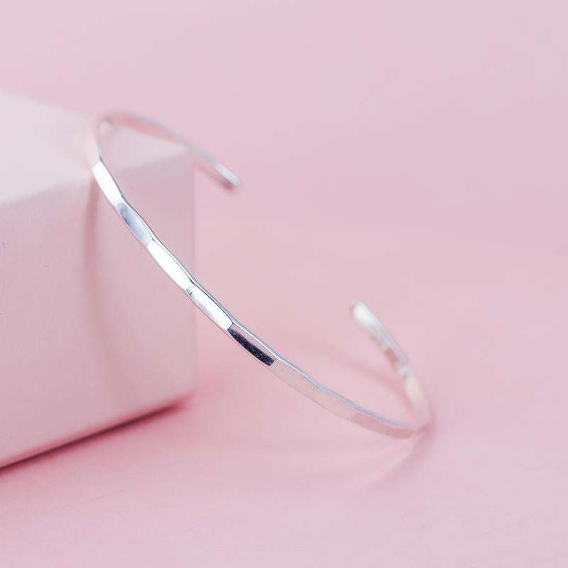Signature Cuff Bracelet - Lotus Stone Jewelry - Silver Bracelet for Women / Dainty Gold Cuff for Women - Hammered Stacking Bangle for Her