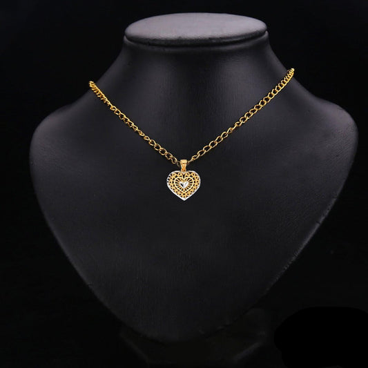 14K Two-Tone Gold Heart-Shaped Charm Pendant