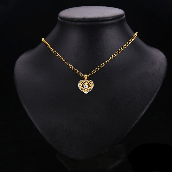 14K Two-Tone Gold Heart-Shaped Charm Pendant