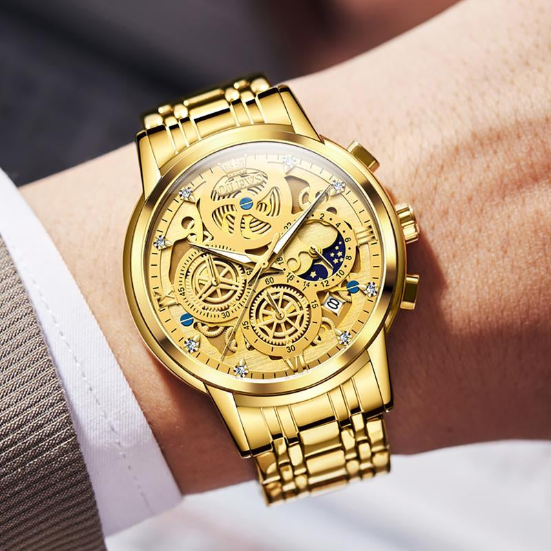 TAXAU Men'S Watch Luxury Business Dress Analog Quartz Stainless Steel Waterproof Luminous Men'S Large Dial Casual Two Tone Wristwatch with Day Date Calendar