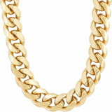 11mm Cuban Link Miami Curb Chain Necklace for Men and Women, Diamond Cut 24K Real Gold Plated