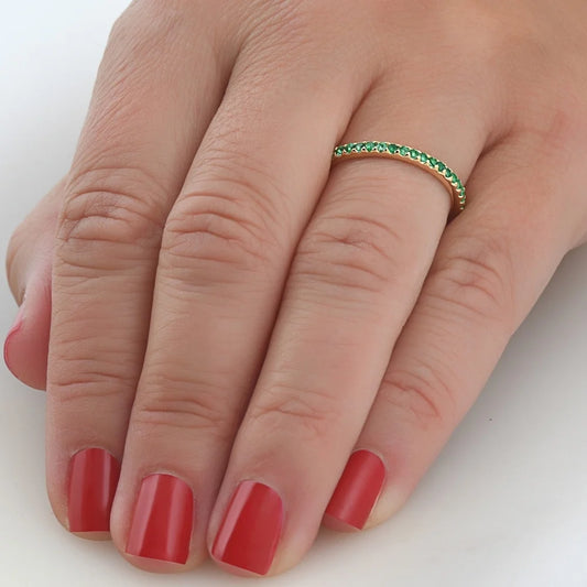Pompeii 1/2Ct Emerald Eternity Ring Anniversary Band 10K Yellow Gold (,)