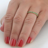 Pompeii 1/2Ct Emerald Eternity Ring Anniversary Band 10K Yellow Gold (,)