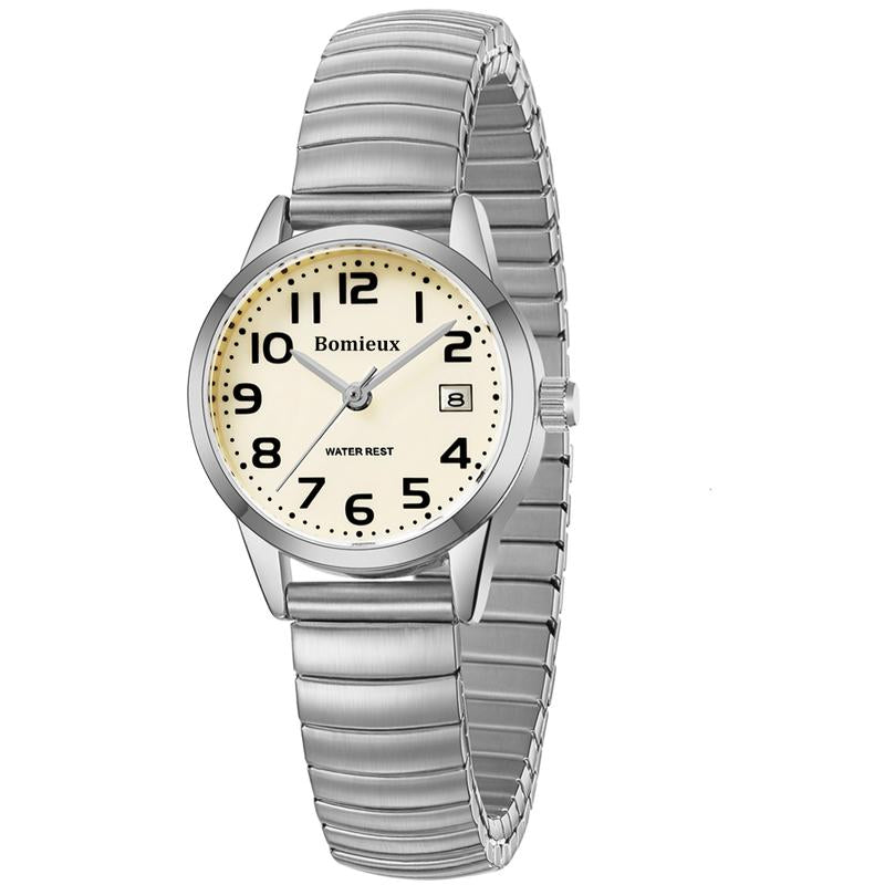 Elegant Gold Watches for Women Small Analog Watch, Waterproof Ladies Watches with Stainless Steel Expansion Band and Luminous Dial - Fashionable Christmas & Birthday Gifts for Women Stretchable Watches for Women