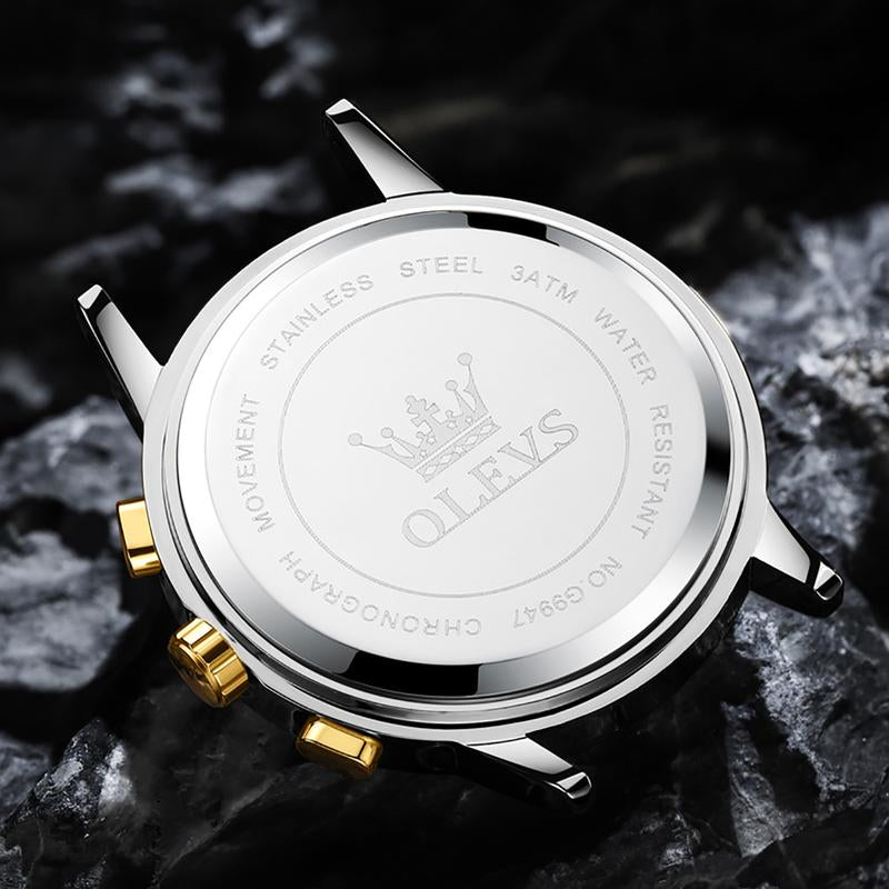 TAXAU Men'S Watch Luxury Business Dress Analog Quartz Stainless Steel Waterproof Luminous Men'S Large Dial Casual Two Tone Wristwatch with Day Date Calendar