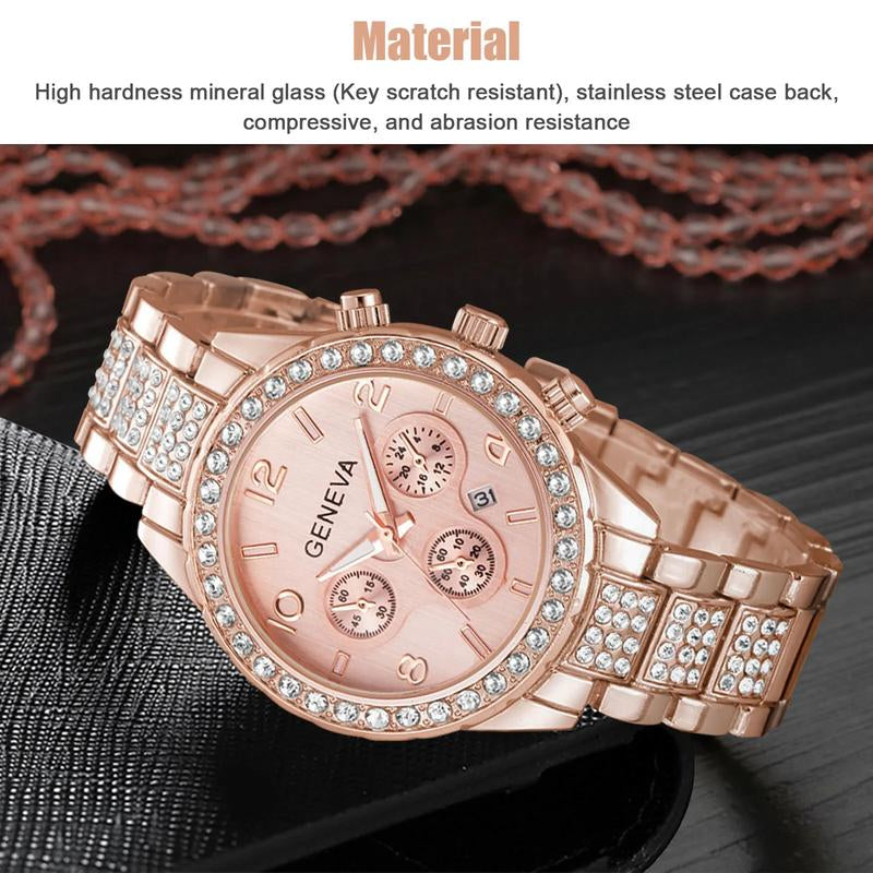 Waterproof Women Luxury Classic Stainless Steel Crystal Quartz round Wrist Watch