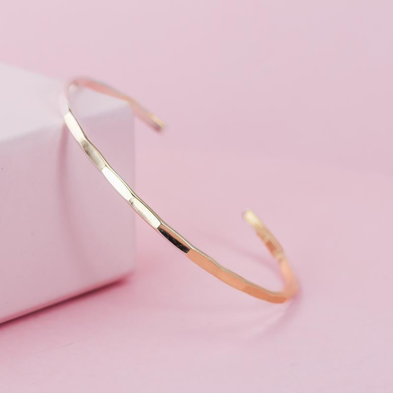 Signature Cuff Bracelet - Lotus Stone Jewelry - Silver Bracelet for Women / Dainty Gold Cuff for Women - Hammered Stacking Bangle for Her