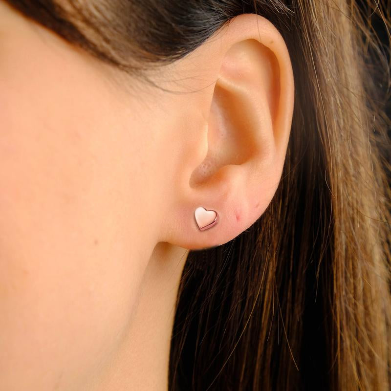 Chicsilver Dainty Heart Plain Simple Daily High Polished Hypoallergenic 925 Sterling Silver Stud Earrings for Women