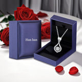 18K White Gold Plated 925 Sterling Silver Shaking CZ Diamond Pendant Necklace for Women with 5A+ Cubic Zirconia, Chain 18Inch