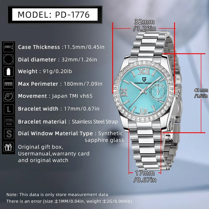 PAGANI DESIGN 2024 New 32MM Women'S Wristwatch Elegant Luxury Quartz Watch for Women Fashion Waterproof Watches Sapphire Clock