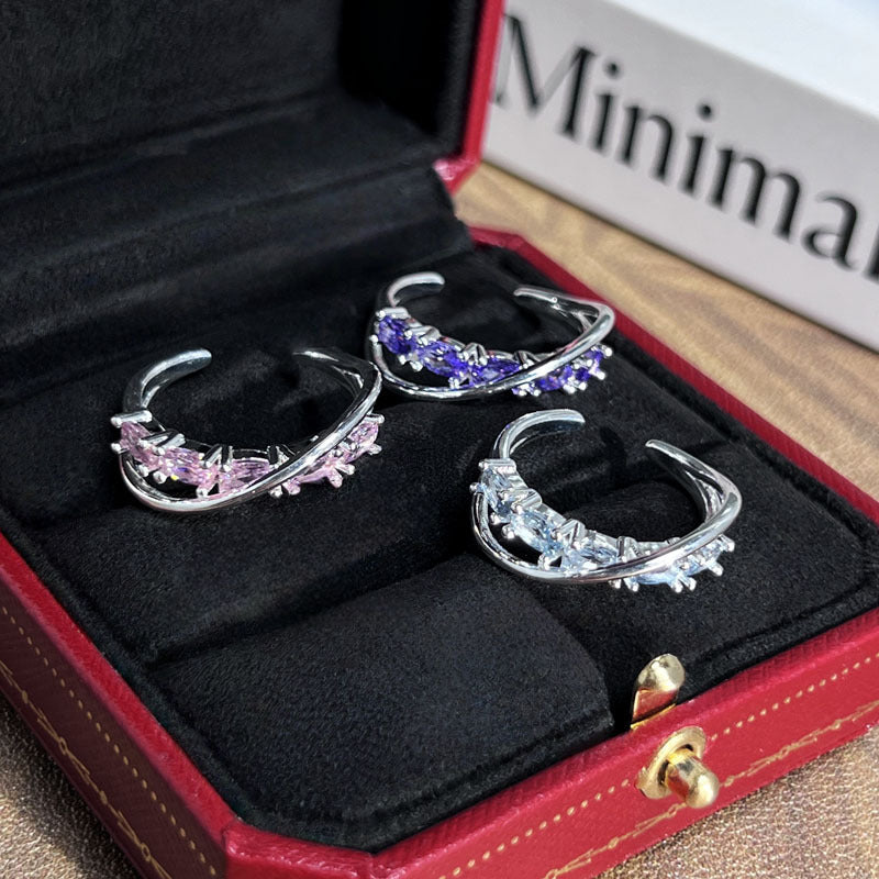 Star River Track Cross Surrounding Personality Simple Opening Ring