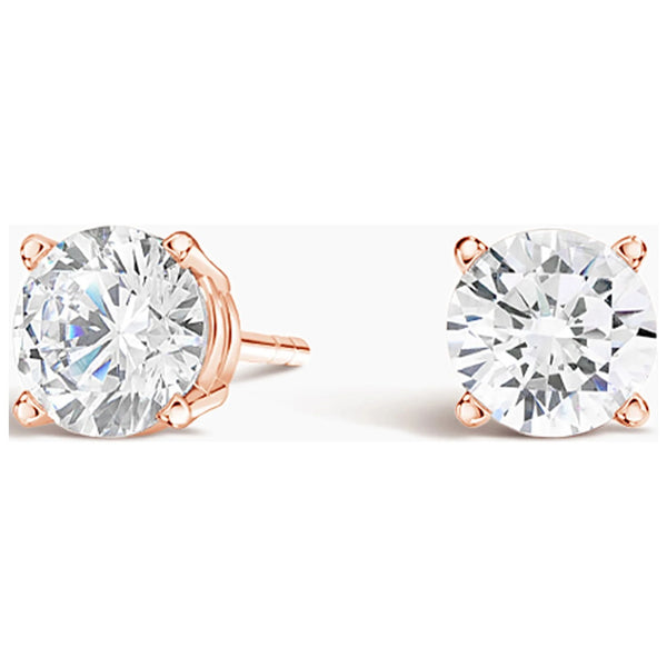 14K Rose Gold 1/4 Carat round Created White Diamond Stud Earrings Gift for Women