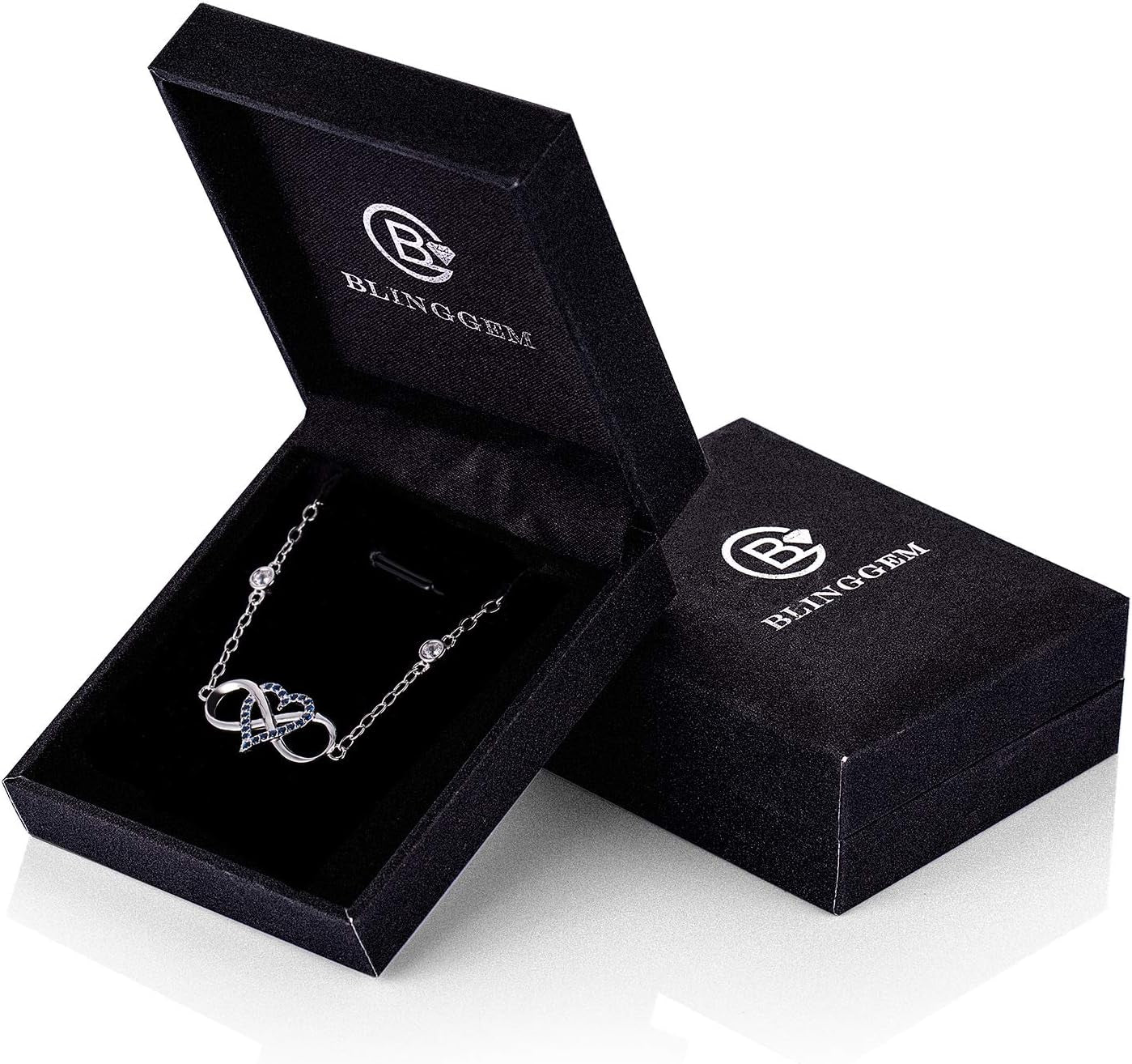 925 Sterling Silver Infinity Heart Charm Bracelet with Blue Gemstone and Pink Cubic Zirconia - Elegant Wedding Jewelry Gift for Women, Wives, and Mothers