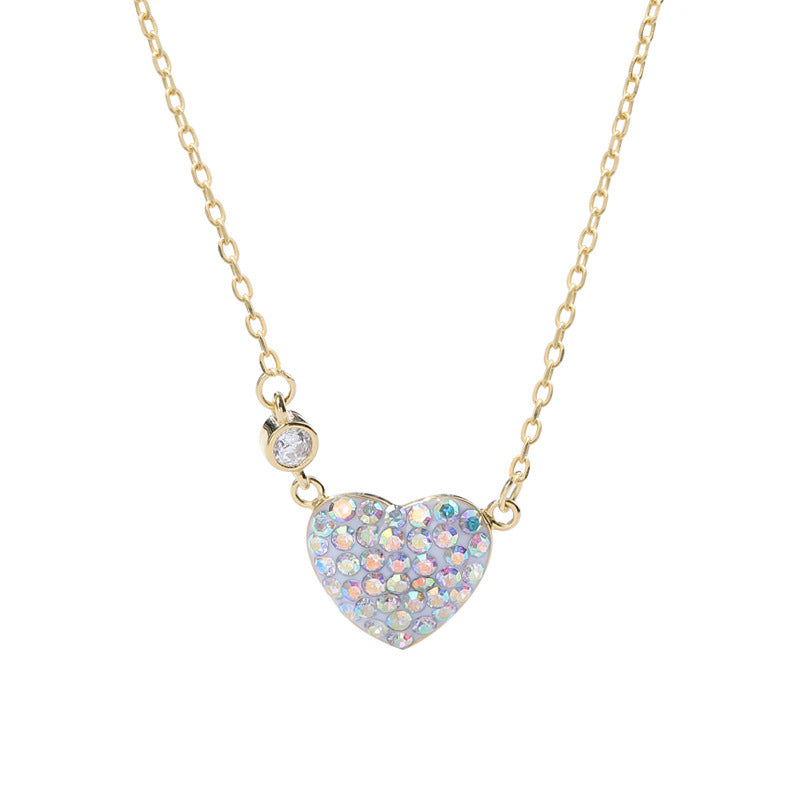 Jewelry S925 Sterling Silver Heart-shaped Clavicle Chain Temperament