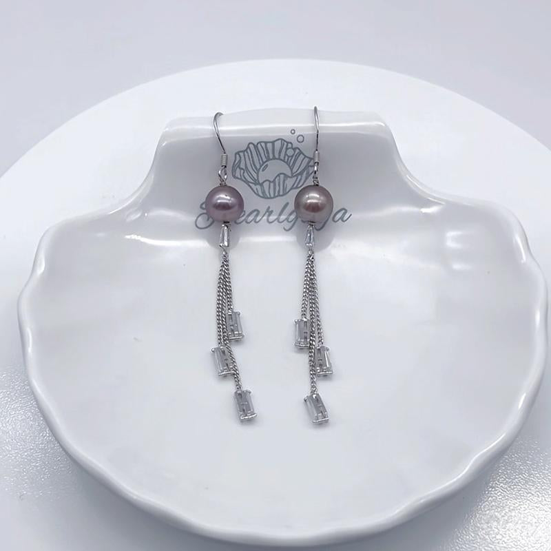 Edison Pearl Tassel Earrings/Dangle Pearl Earrings/Freshwater Pearl Earrings/Elegant Pearl Earrings/Pearl Drop Earrings/Pearl Earrings for Women/Large Pearl Earrings