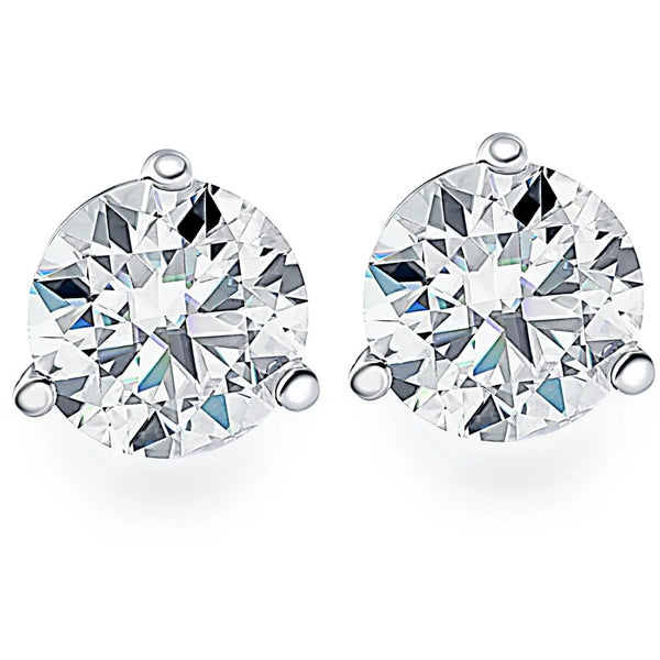 Pompeii .50CT round Brilliant Cut Natural Diamond Stud Earrings in 14K Gold (G/H,I2-I3) showcased with sparkling clarity.