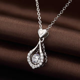18K White Gold Plated 925 Sterling Silver Shaking CZ Diamond Pendant Necklace for Women with 5A+ Cubic Zirconia, Chain 18Inch