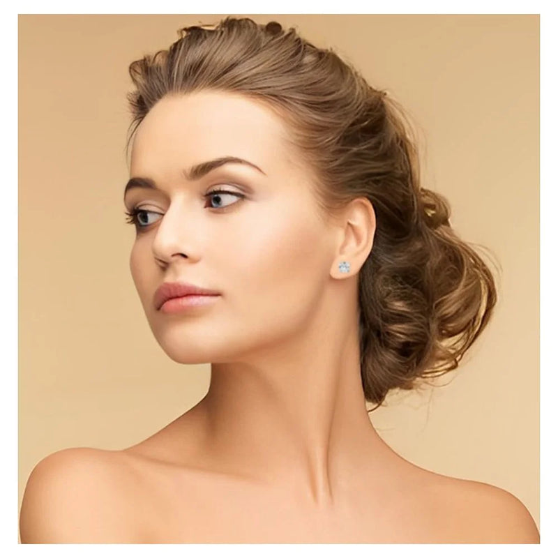 14K Rose Gold 1/4 Carat round Created White Diamond Stud Earrings Gift for Women