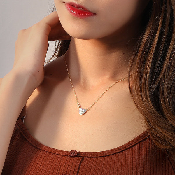 Jewelry S925 Sterling Silver Heart-shaped Clavicle Chain Temperament