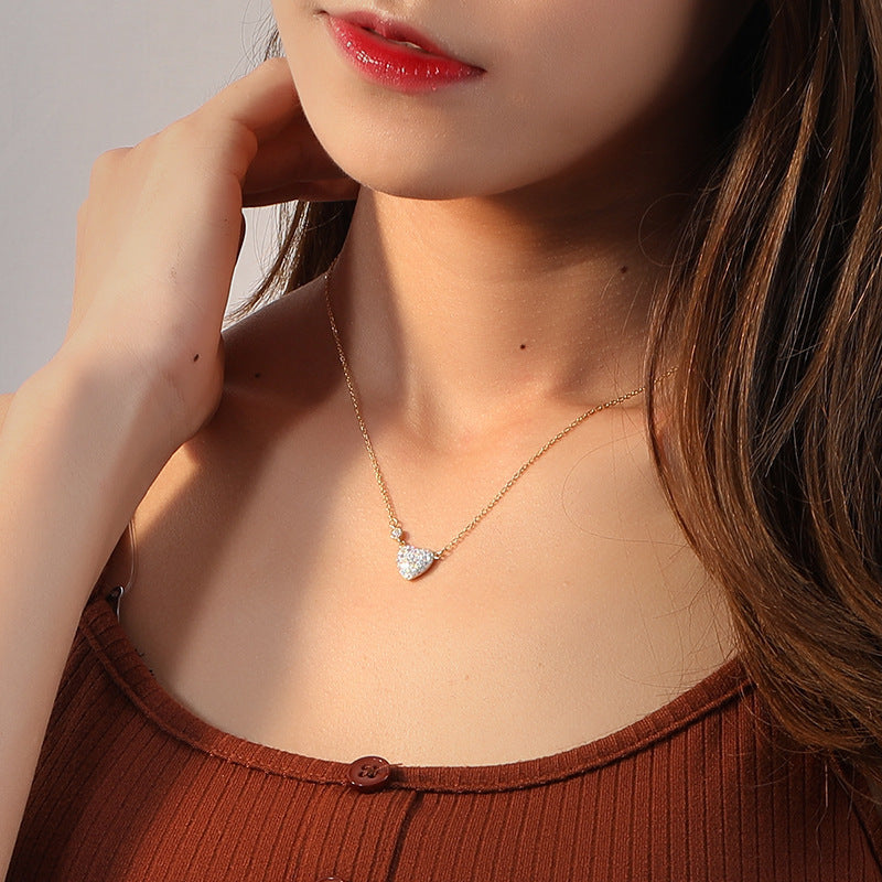 Jewelry S925 Sterling Silver Heart-shaped Clavicle Chain Temperament
