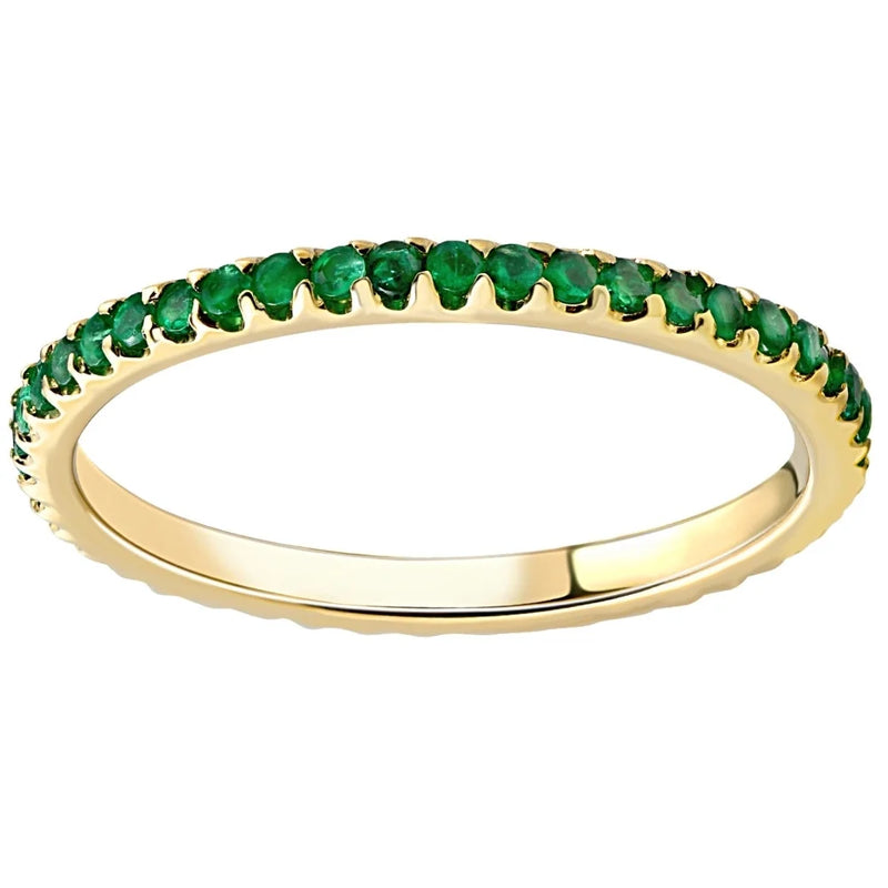 Pompeii 1/2Ct Emerald Eternity Ring Anniversary Band 10K Yellow Gold (,)