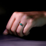 Minimal Emerald Bypass Promise Ring for Women, May Birthstone Ring (AAA Quality), 925 Sterling Silver, US 7.50