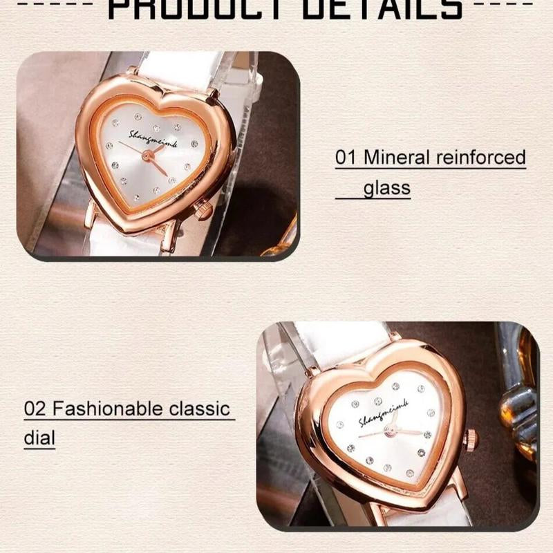 Heart 5Pc Jewelry & Watch Set….Color: White/Gold