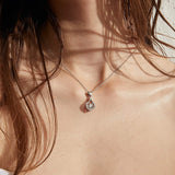 18K White Gold Plated 925 Sterling Silver Shaking CZ Diamond Pendant Necklace for Women with 5A+ Cubic Zirconia, Chain 18Inch