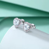 Pink Heart Moissanite Necklace Earring Set 2Ct GRA Certificate Passed Diamond Test Women Jewelry Gift S925 Silver