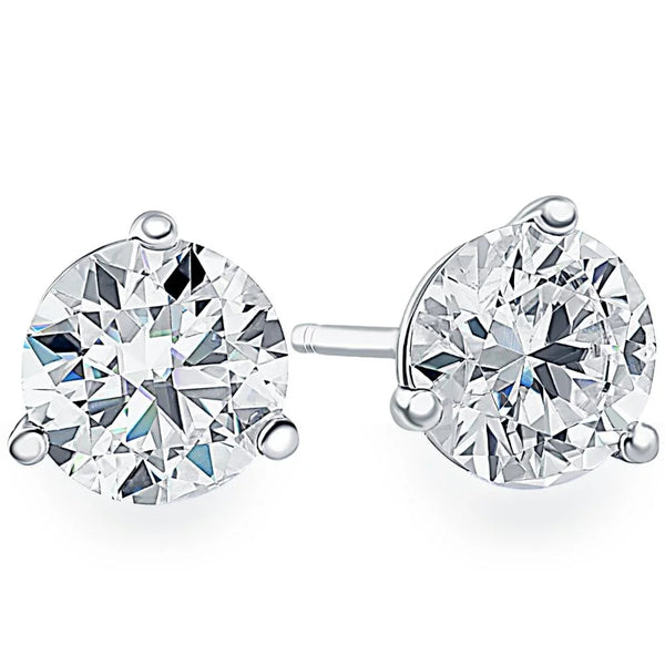 Pompeii .50CT round Brilliant Cut Natural Diamond Stud Earrings in 14K Gold (G/H,I2-I3) displayed on a white background.