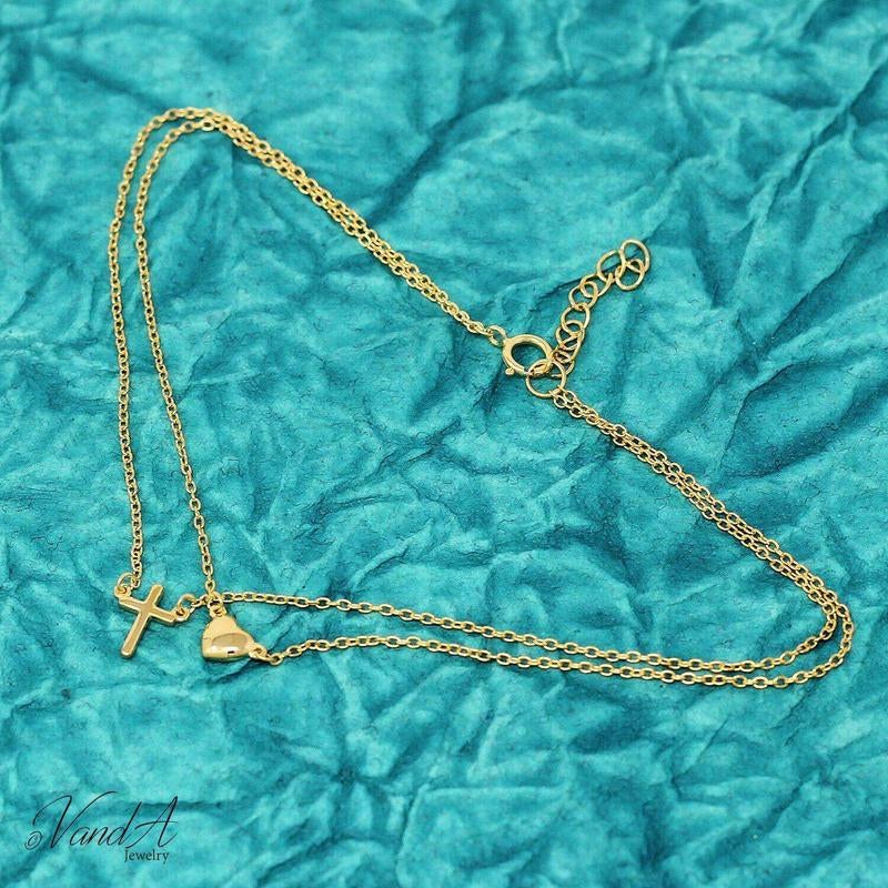 Cross & Heart Anklet