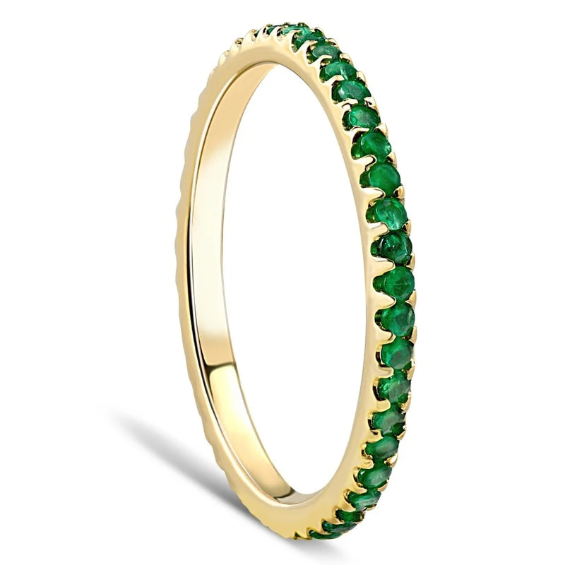 Pompeii 1/2Ct Emerald Eternity Ring Anniversary Band 10K Yellow Gold (,)