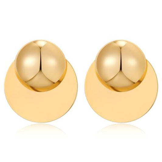 Big Disc Drop Earrings Gold Dangle Earrings round Hammered Earrings Women