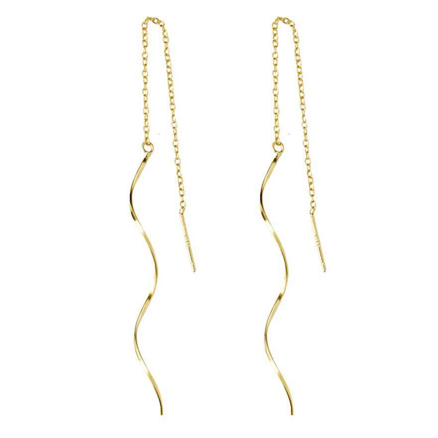 Elegant Long Wavy Ear Threads Women