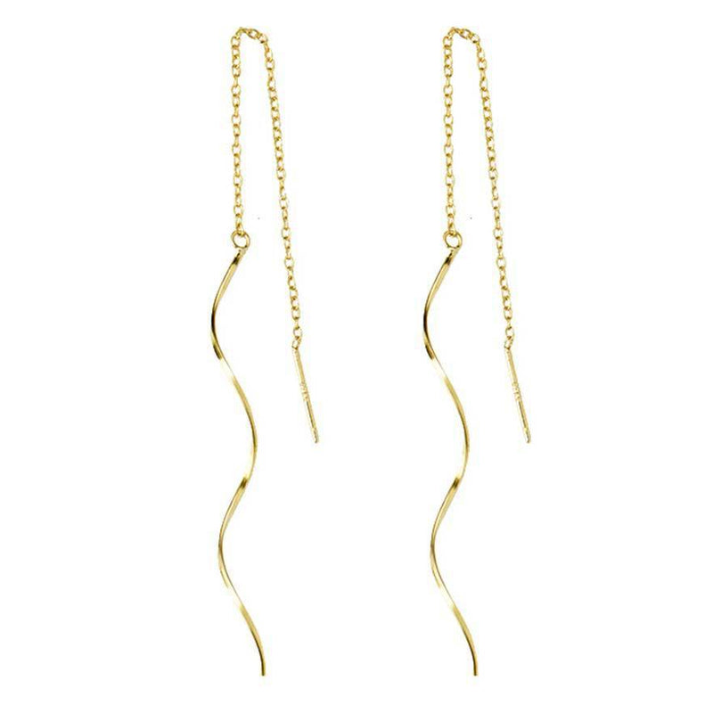Elegant Long Wavy Ear Threads Women