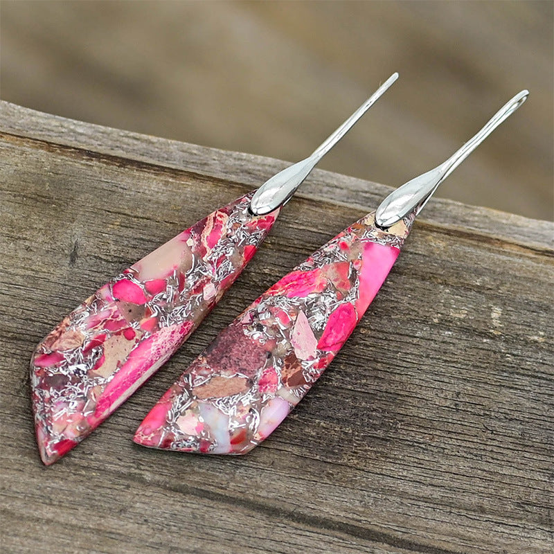 Antique Red Regalite Stones Hook Earrings