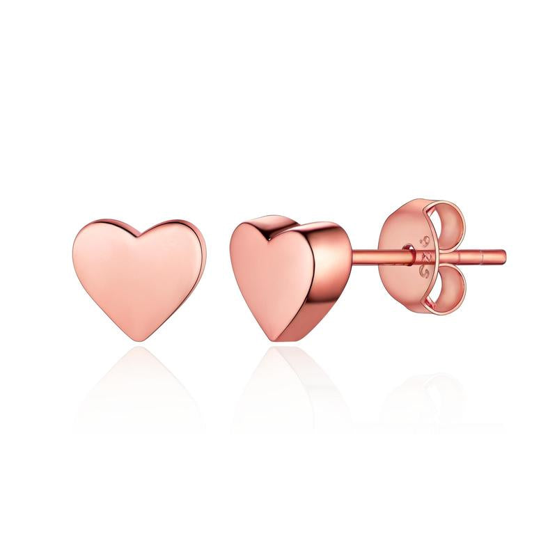 Chicsilver Dainty Heart Plain Simple Daily High Polished Hypoallergenic 925 Sterling Silver Stud Earrings for Women