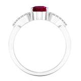 1.40 Carat Ruby & Heart Shape Diamond Gemstone Ring in 14K White Gold