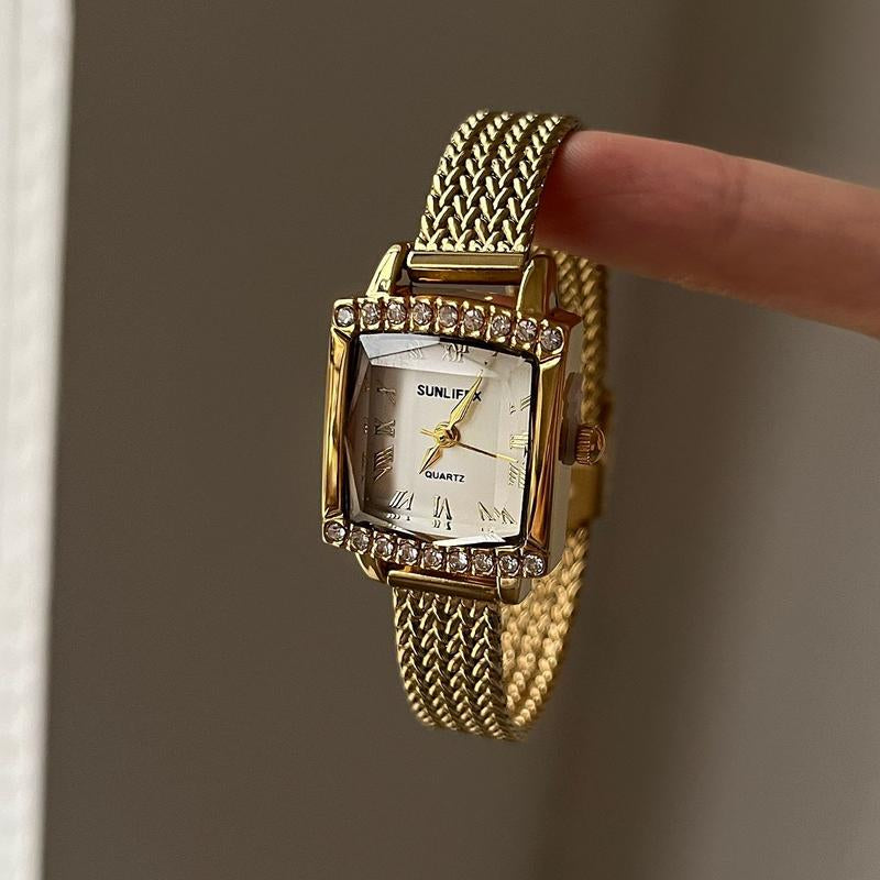 New Square Candy Diamond Edged Square Watch for Women, Niche, Light Luxury, High-End Design, Versatile Watch for Women, Suitable for Daily Matching, Fashionable Gift
